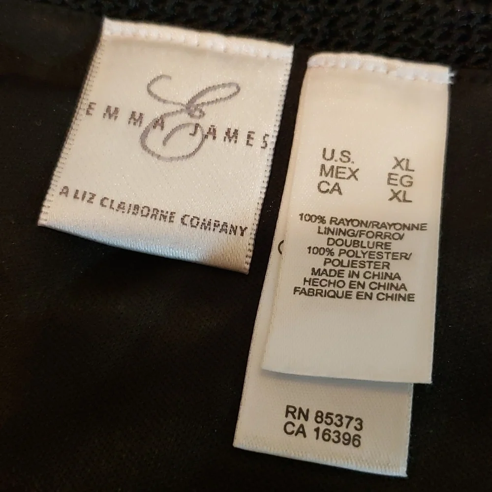 Emma James Black Knit Top Lined Sequins Elegant NWOT